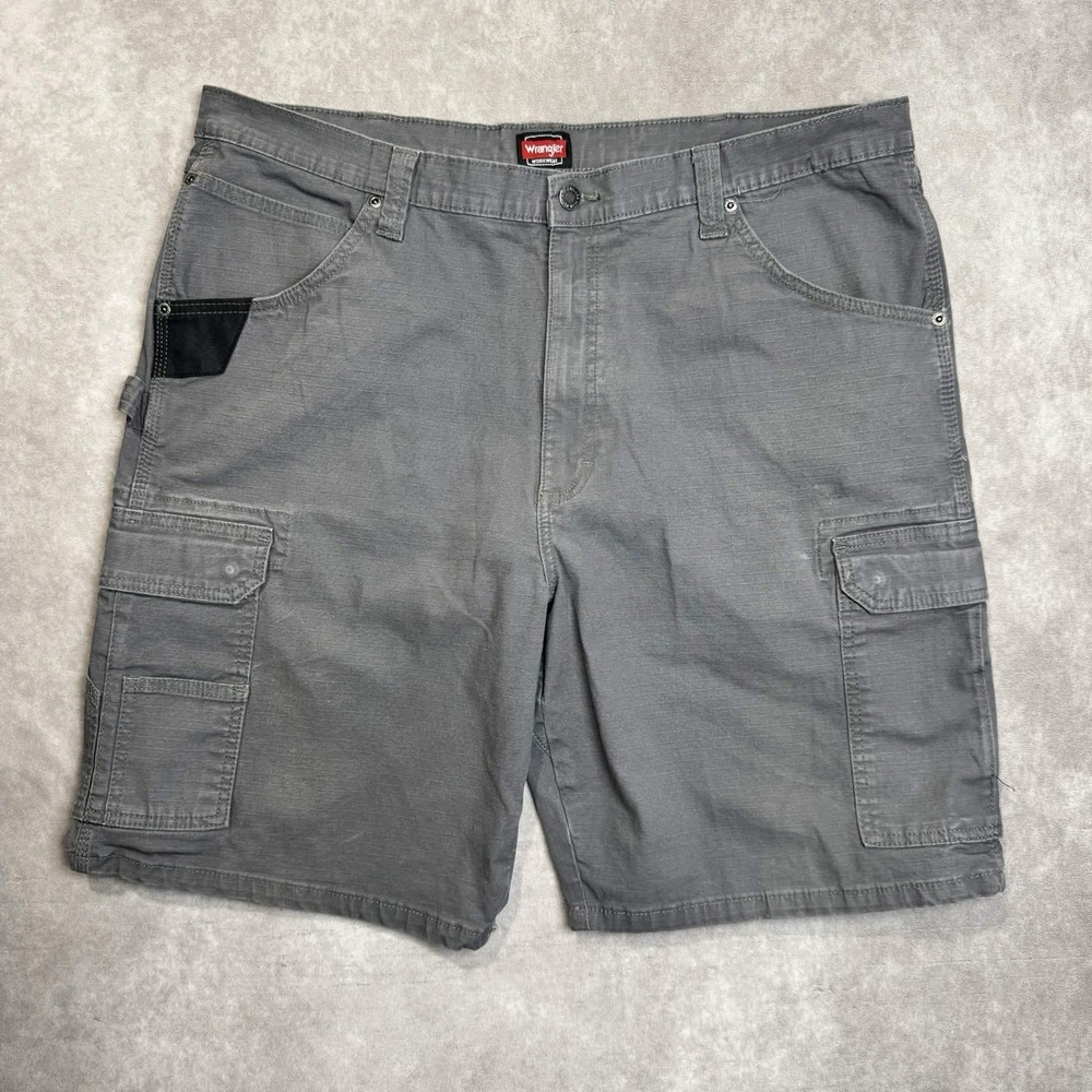 Wrangler Workwear Mens 40 Shorts Carpenter Ripstop Gray Hammer Loop